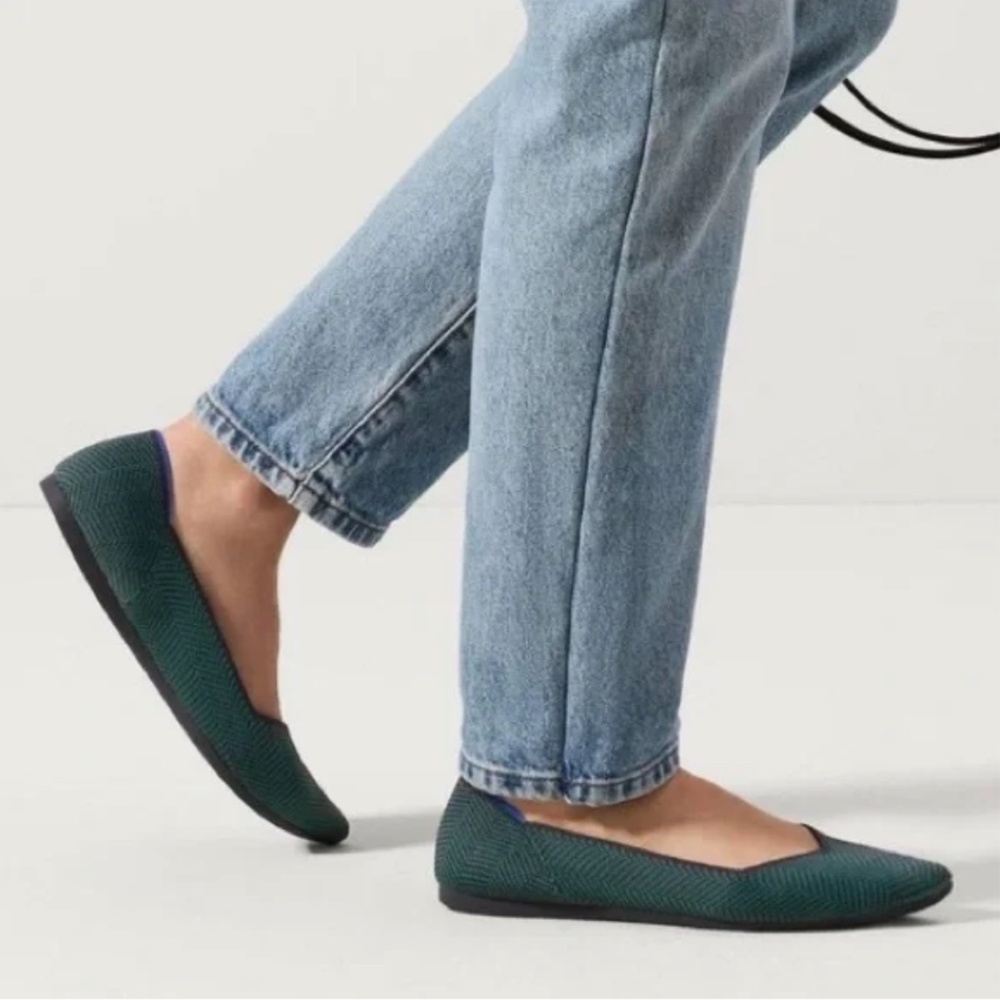 Rothy's The Point II Slip-on Flats (9.5) in teal herringbone--NWOT